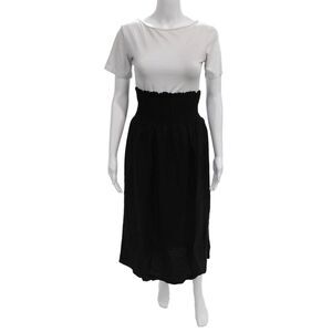 SOL ANGELES Women A-Line Midi Skirt Black Linen Blend Size M